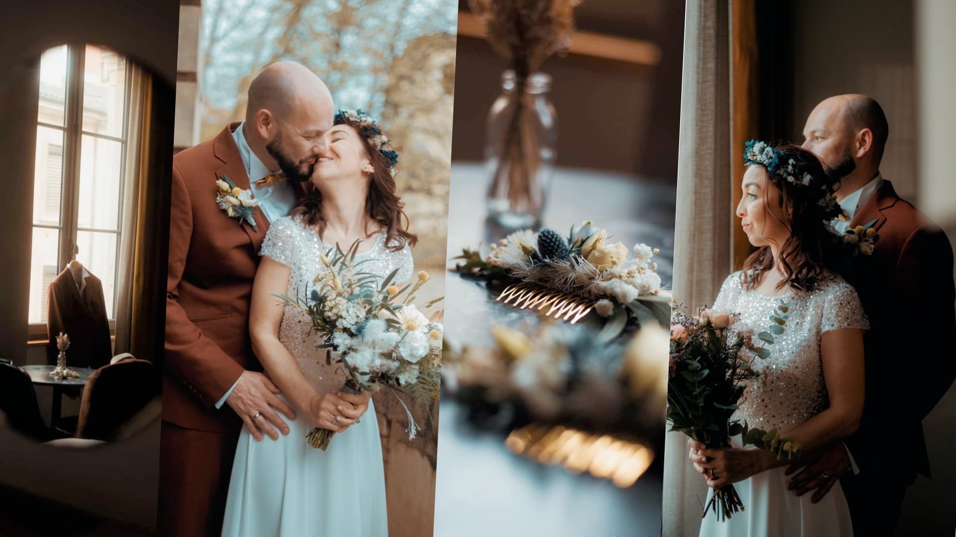 Mariés heureux lors de leur cérémonie de mariage à Lyon, photographiés par Ned Photographie.