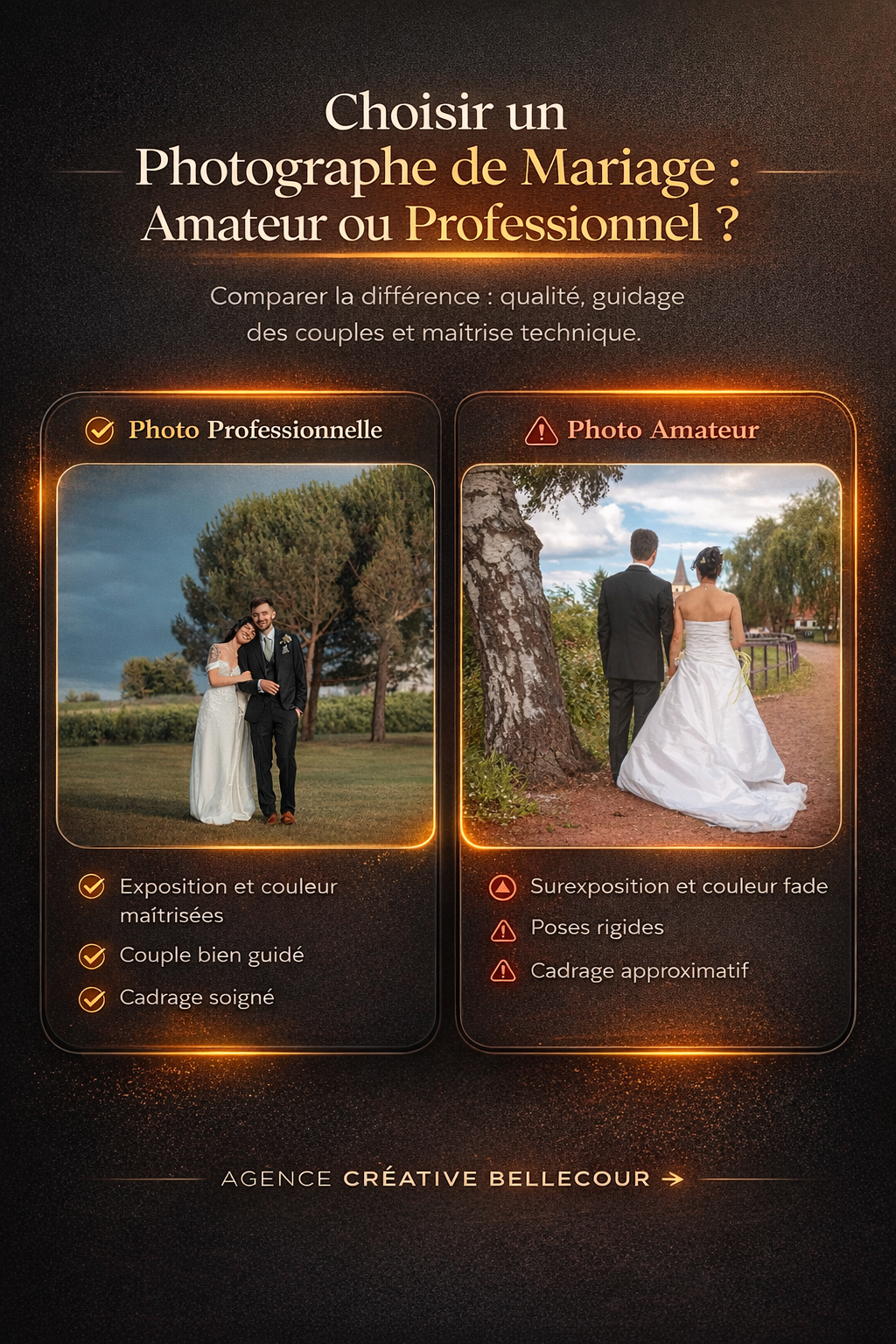 Comparaison photographe amateur et professionnel mariage Lyon