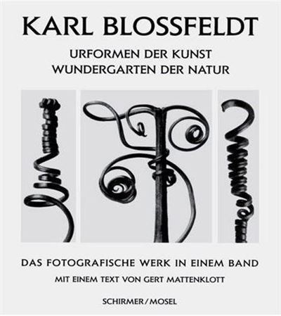 Couverture du livre Karl Blossfeldt montrant trois macrophotographies de plantes en noir et blanc