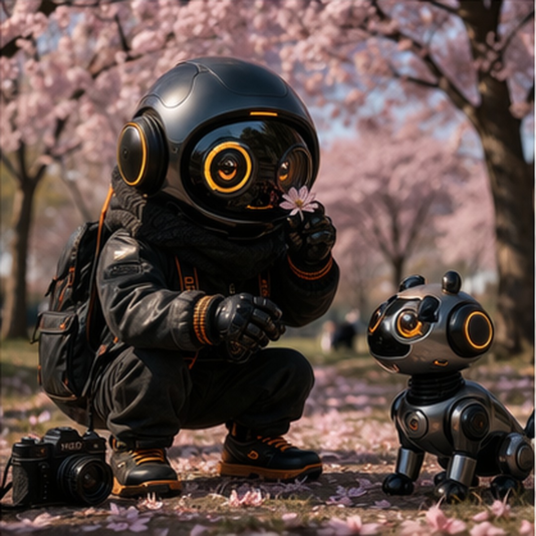 Sortie photo sous les cerisiers en fleur avec mon petit assistant. Le printemps a Lyon, c est magique